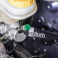 Billet Radium master cylinder brace with green preload bolt, Tuned By Shawn