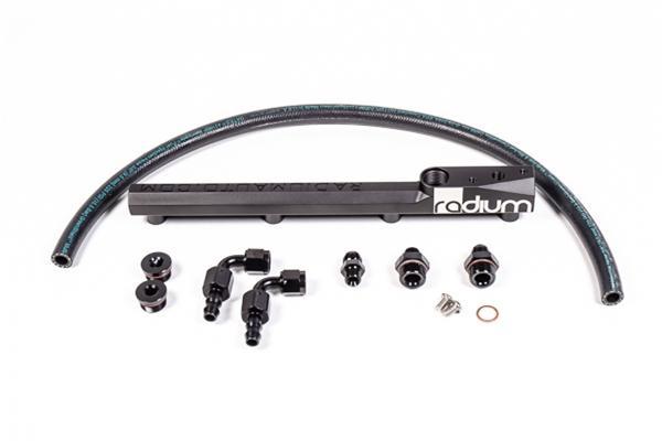 Anodized Radium B16 B18 fuel rail with ORB ports, Tuned By Shawn