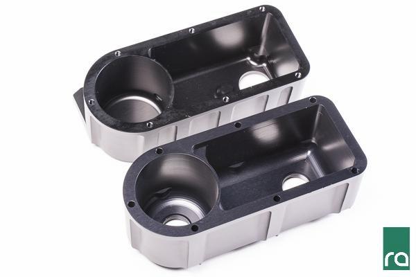 Billet Radium coolant expansion tank installed in Civic Type-R engine bay, Tuned By Shawn