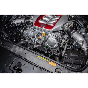 Radium aluminum expansion tank in VR38 bay, Tuned By Shawn